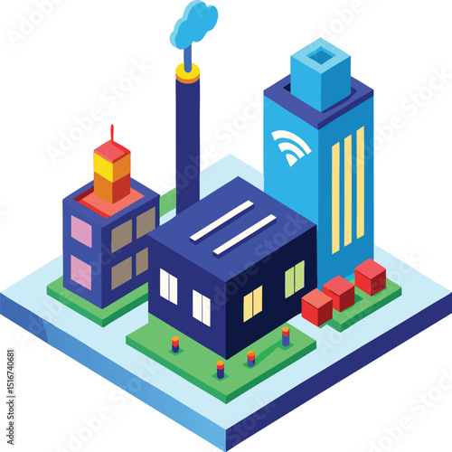 isometric view of a city