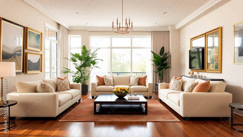 Fototapeta premium modern living room with fireplace