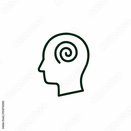Outlined head with spiral inside — confusion or cognitive overload.