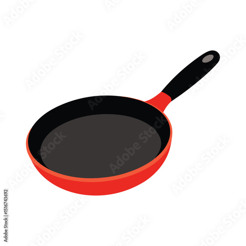 Red Non-Stick Frying Pan with Black Handle Kitchen Cookware Essential