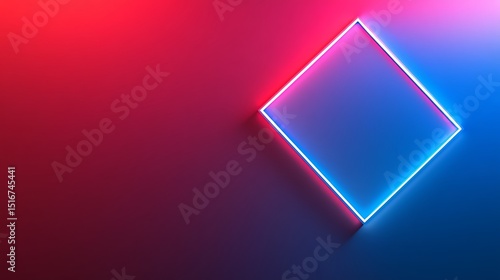 Neon diamond frame on a gradient background
