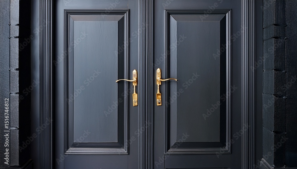 Fototapeta premium a door product display space the door is a dark gray double door simple and elegant with rich design lines brass cast handle and delicate texture