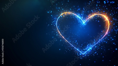 Heart shape graphic with glowing particles