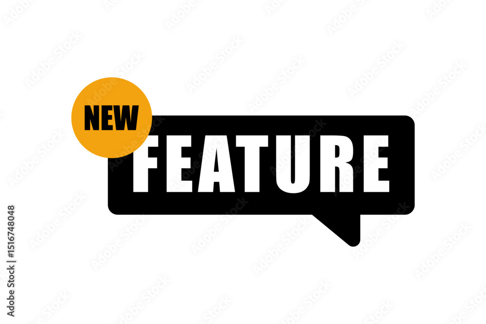 Obraz premium New Feature icon. The black and yellow label is word feature . badge vector illustration