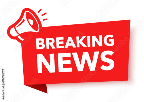 Megaphone with breaking news speech bubble. Loudspeaker. Banner for business, marketing and advertising. Vector illustration.