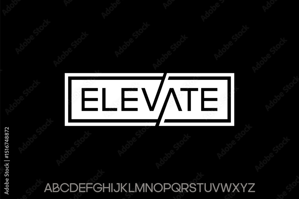 Obraz premium Word elevate. Abstract font alphabet, Typography typeface uppercase vector illustration