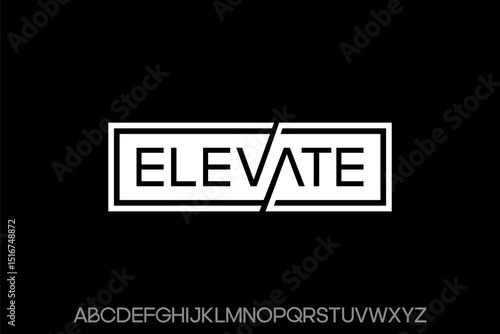 Word elevate. Abstract font alphabet, Typography typeface uppercase vector illustration
