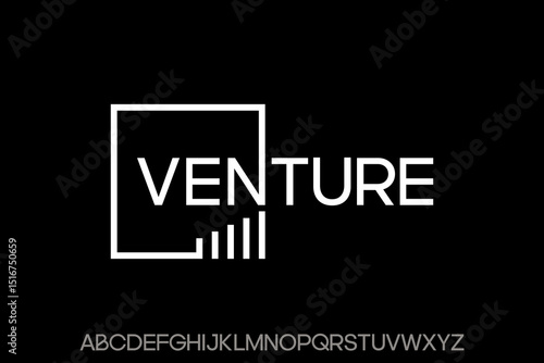 Word venture. Abstract font alphabet, Typography typeface uppercase vector illustration