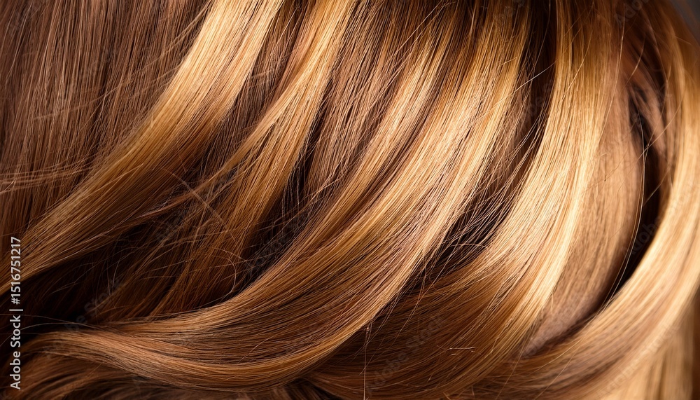 Fototapeta premium golden balayage highlights on flowing brown hair