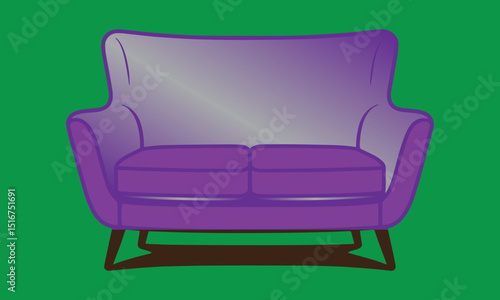 Purple velvet loveseat with vintage retro feel