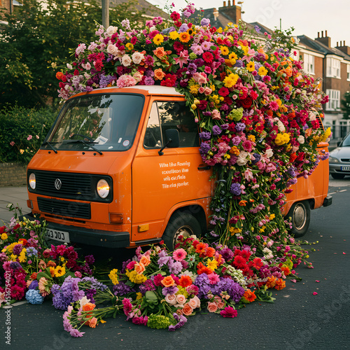 Vibrant Flower Van: A Stunning Floral Display