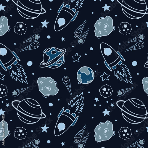 Space seamless pattern print design. Vector illustration design for fashion fabrics, textile graphics, prints.
