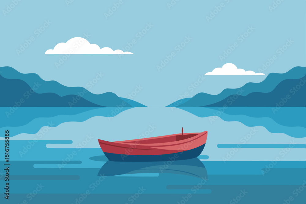 Naklejka premium Small fishing boat on the summer sea