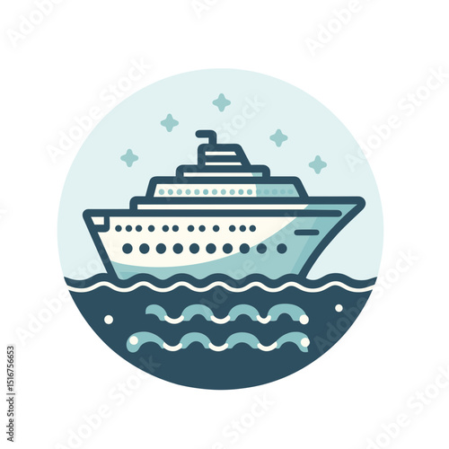 Vector illustration of a cruise ship sailing on the sea, symbolizing travel and relaxation