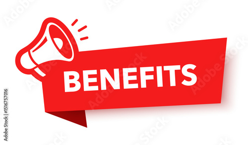 Megaphone with benefits speech bubble. Loudspeaker. Banner for business, marketing and advertising. Vector illustration