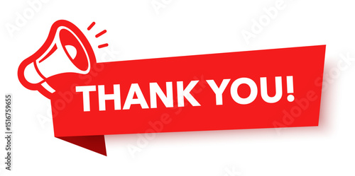 Megaphone with thank you speech bubble. Loudspeaker. Banner for business, marketing and advertising. Vector illustration