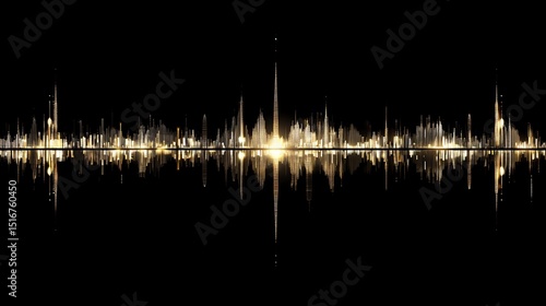 Golden city skyline sound wave
