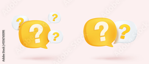 3d question answer sign or problem icon. speak bubbles question mark sign or ask FAQ and QA answer solution information. 3d answer speech bubbles icon vector render illustration