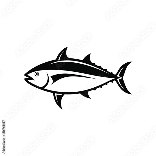 Tuna fish line art on white background