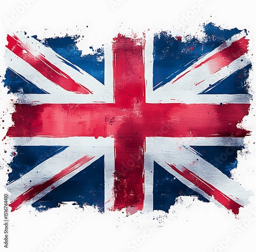 Artistic hand painted grunge union jack flag celebrating british culture and heritage