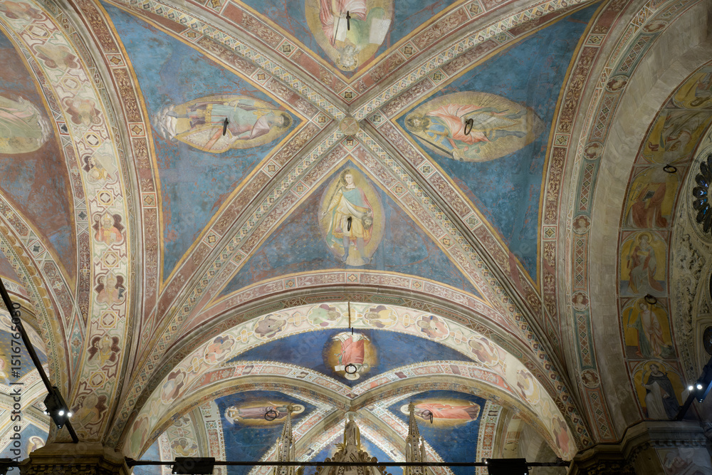 Painted vault with saints and prophets, attributed to Ambrogio di Baldese and Spinello Aretino, late 14th century, Orsanmichele, Florence, Italy. Painted vault with saints and prophets, attributed to Ambrogio di Baldese and Spinello Aretino, late 14th century, Orsanmichele, Florence, Italy.