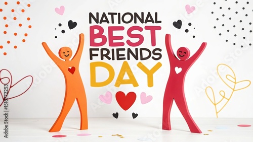 National Best Friends Day, Artistic design for National Best Friends Day with joyful figures.