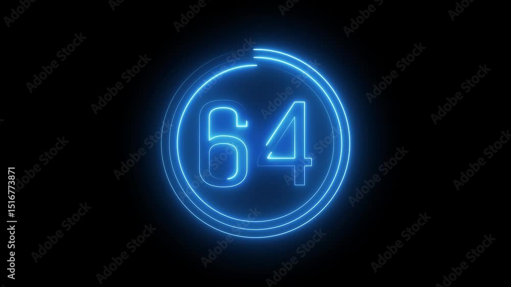 Glowing neon number countdown text animation. Neon Glowing number. Glowing neon number countdown text animation. Neon Glowing number.