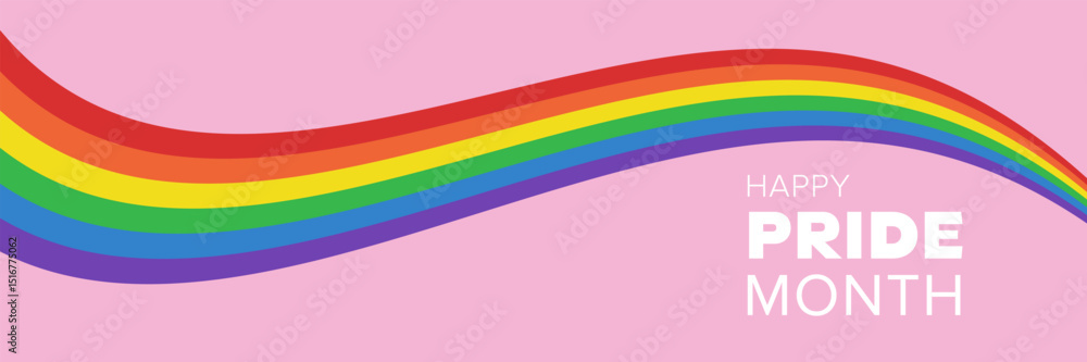 Fototapeta premium LGBT rainbow flag banner. Pride Month design concept. Gay parade celebration. Vector illustration 