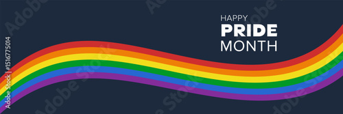 LGBT rainbow flag banner. Pride Month design concept. Gay parade celebration. Vector illustration	