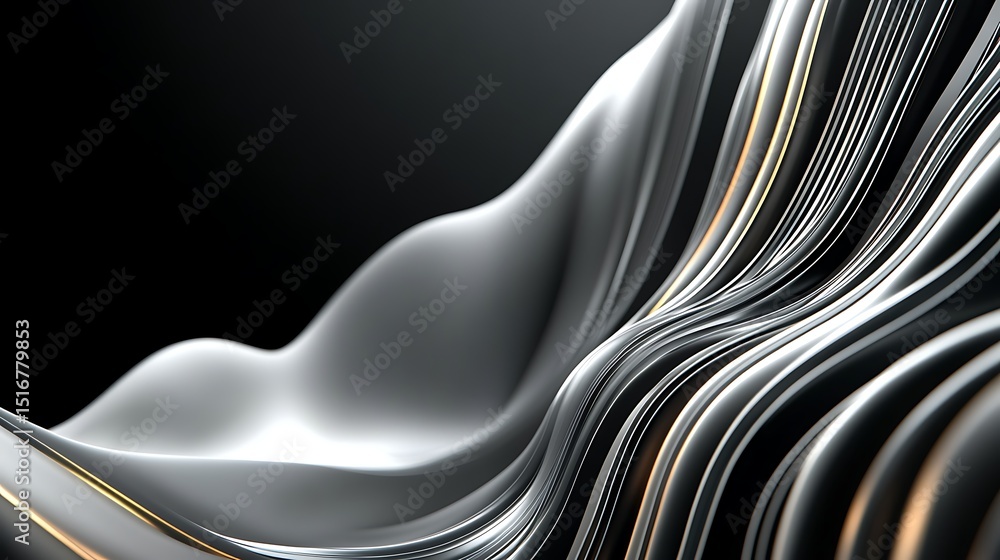 Obraz premium Abstract flowing silver and gold lines