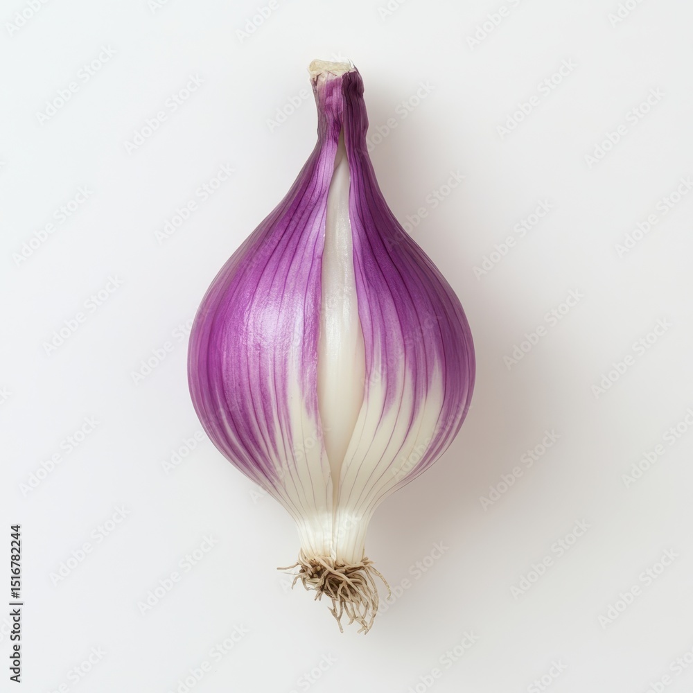 Fototapeta premium Red onion halved isolated on white background