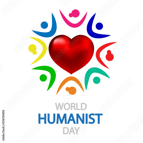 Humanist world day people heart, vector art illustration.