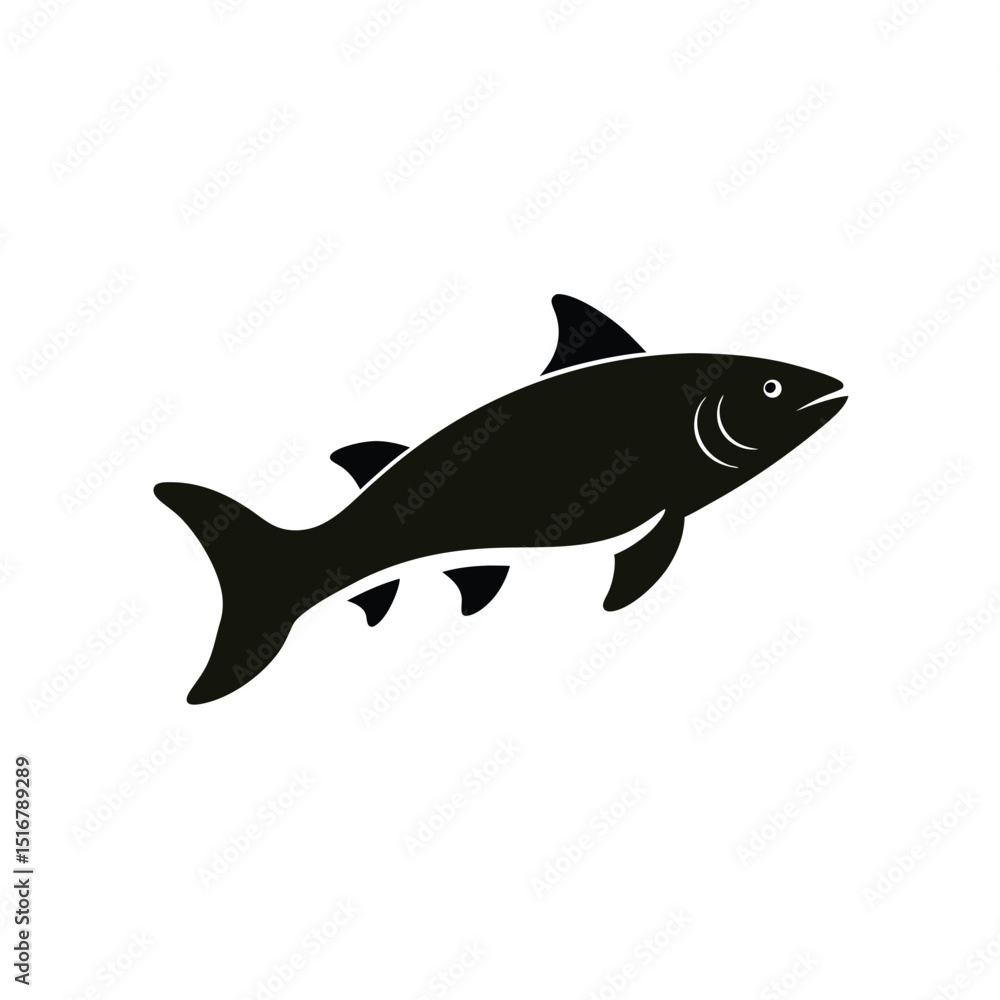 Fototapeta premium Salmon fish silhouette on white background