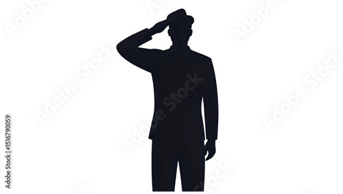 Silhouette of man in suit and hat saluting vector illustration graphic art silhouette