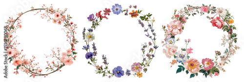Wallpaper Mural PNG Elegant floral wreath designs, element set on transparent background Torontodigital.ca