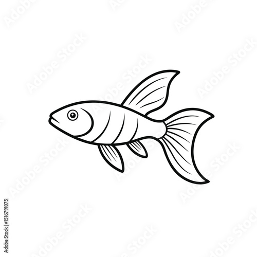 Guppy fish Line art on white background
