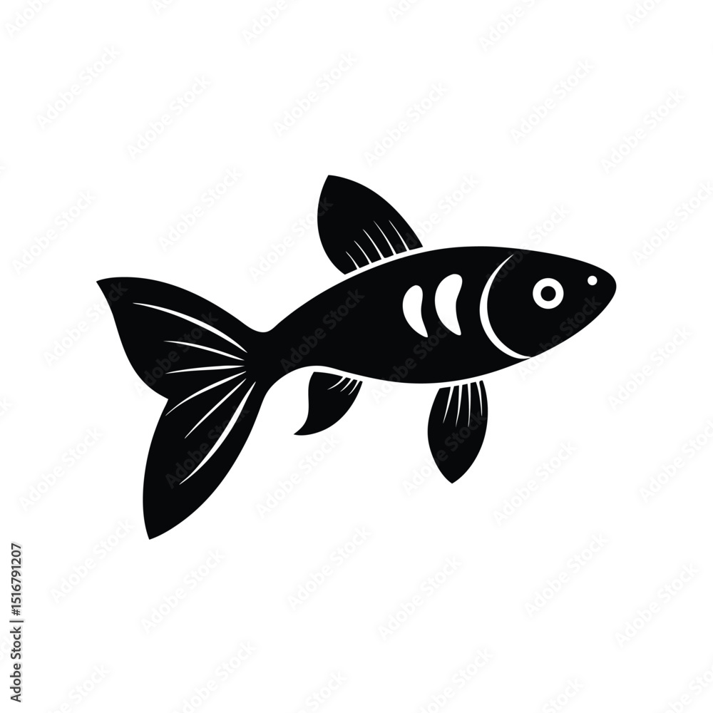 Fototapeta premium Guppy fish silhouette on white background