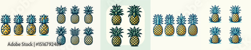 vector set of pineapple fruit