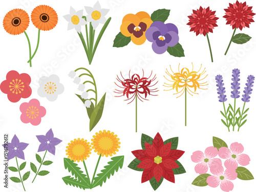 お花のアイコン13種セット