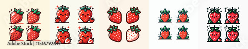 vector set of strawberry fruit
