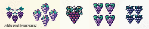 vector set of grapes