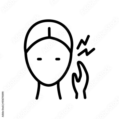 Acute ear pain outline icon. Otitis symptom line sign. Inflammation eardrum Isolated vector element. Simple pictogram for web page, mobile app