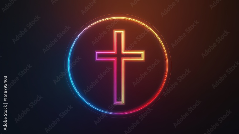 Fototapeta premium A clean icon of a cross within a thin circular border