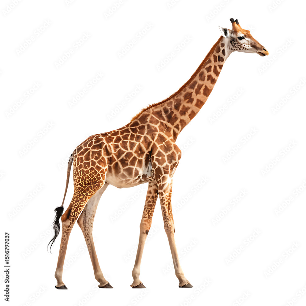 Giraffe walking isolated on black background Giraffe walking isolated on black background