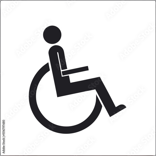 Wheelchair symbol for accessibility in silhouette black vector illustration.