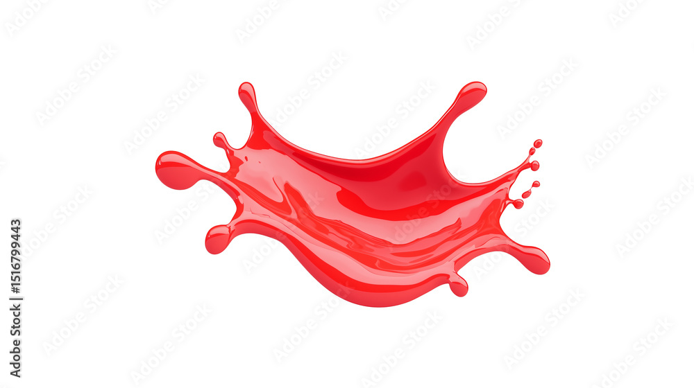Fototapeta premium Red liquid splash isolated on transparent background.