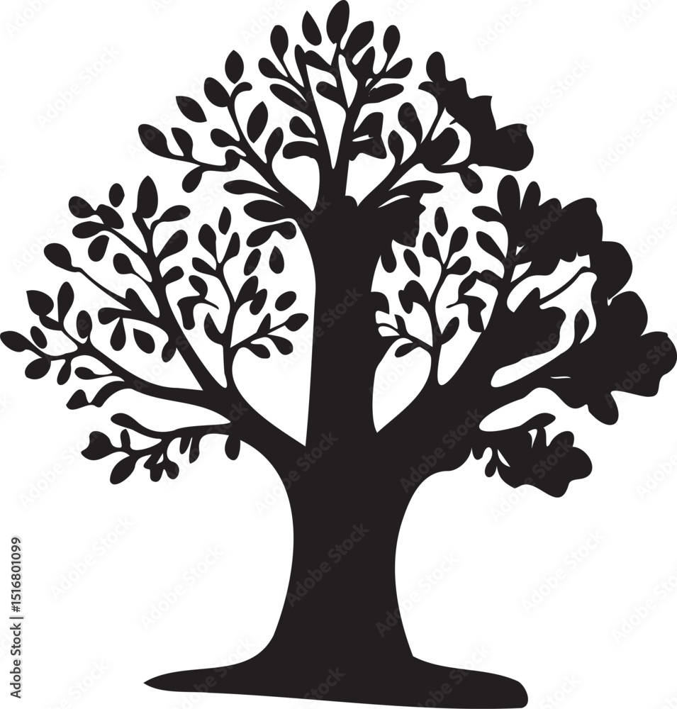 Obraz premium Fantasy tree silhouette vector tree with leaves