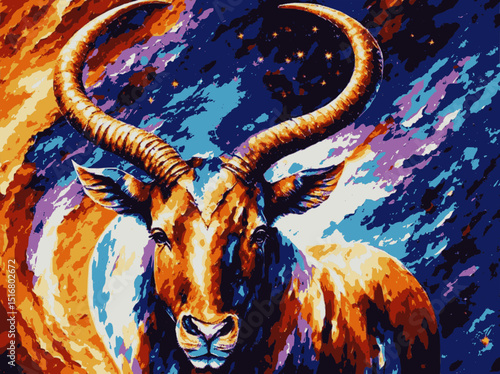 La cabeza de la cabra, capricornio, 10 colores