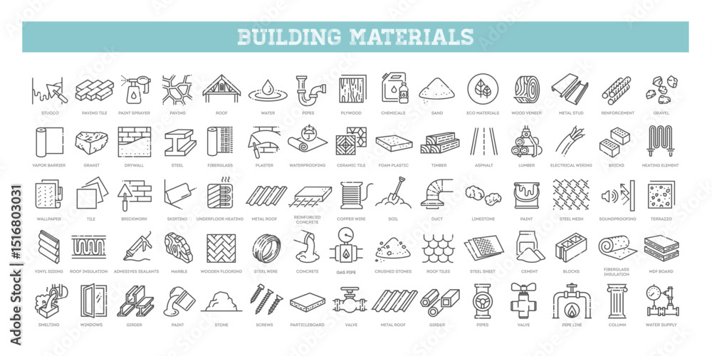 Fototapeta premium Building materials icons