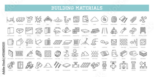 Building materials icons